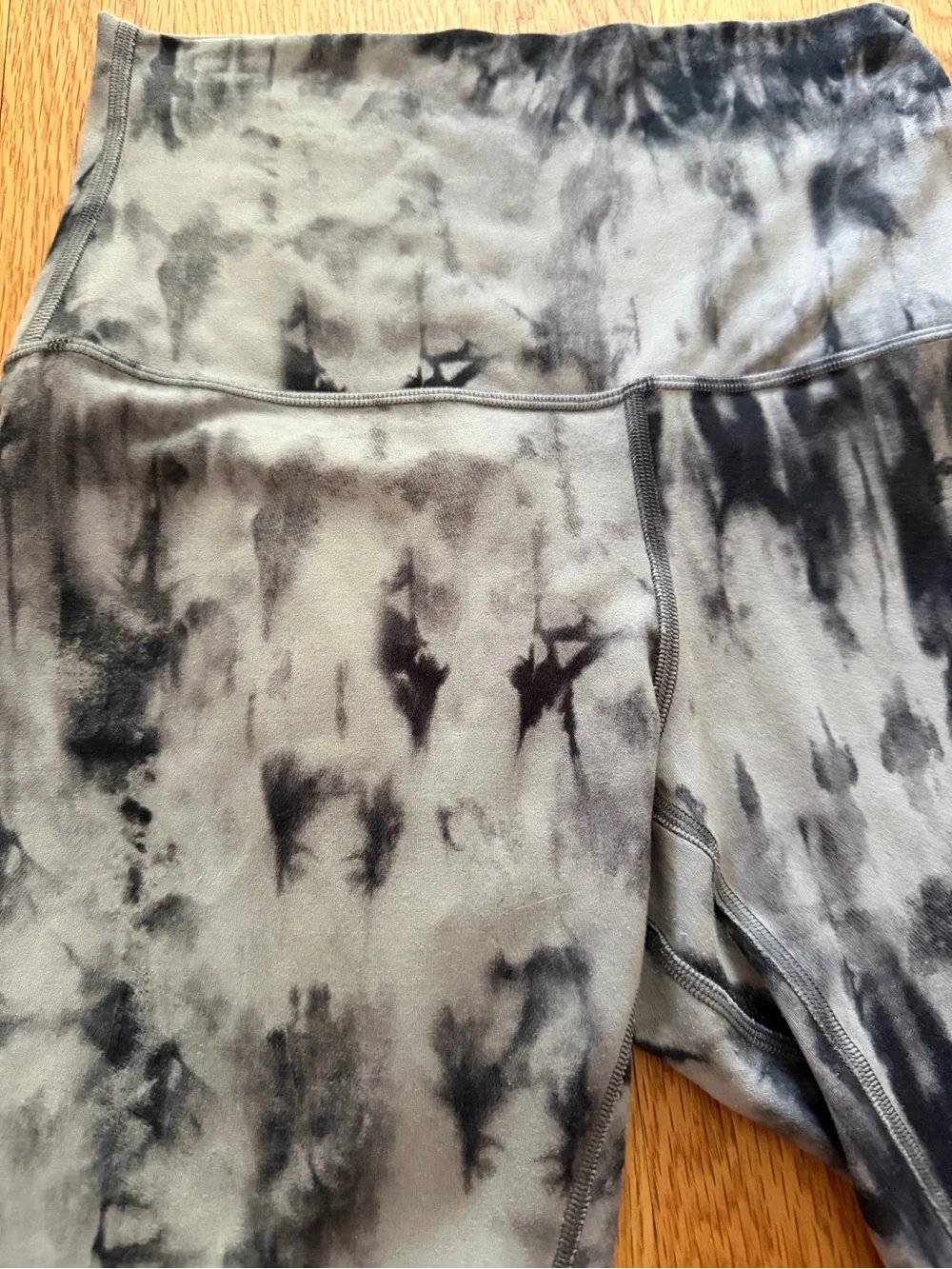 lululemon athletica Gray and Black Tie-Dye High-Rise Bike Shorts